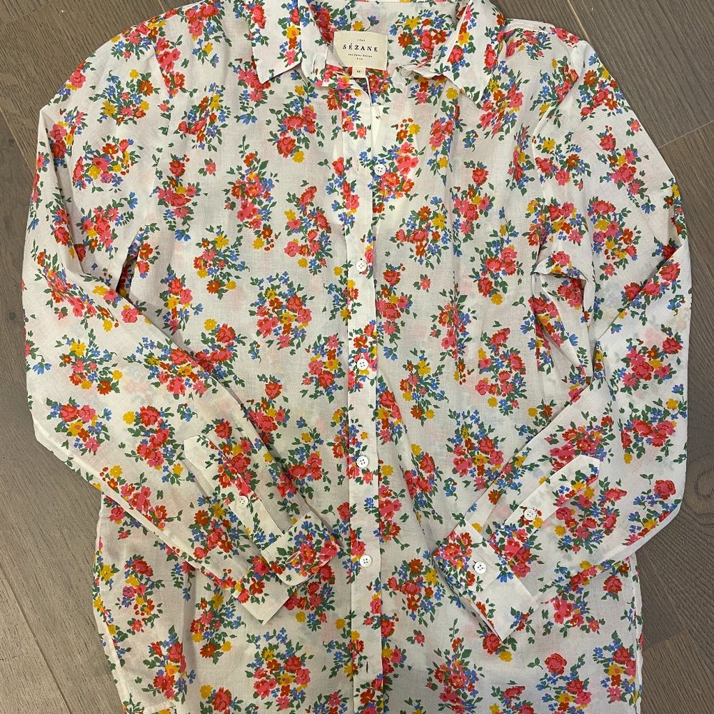 New Sezane Ann Shirt Floral Jardin secret US 4 FR Size 36